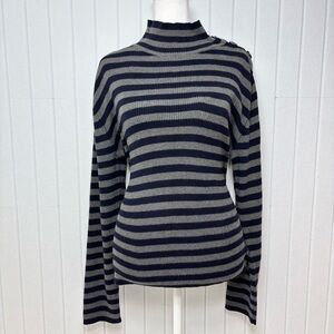 Lauren Ralph Lauren Vintage Cotton Gray and Navy Turtleneck Sweater Size XL